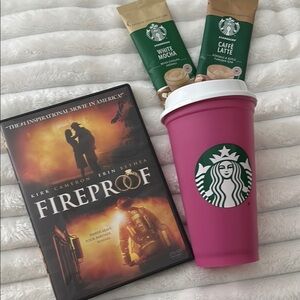 Starbucks Pink Tumbler w Fireproof DVD Movie & 2 Coffee Pkgs NEW!! Final Sale